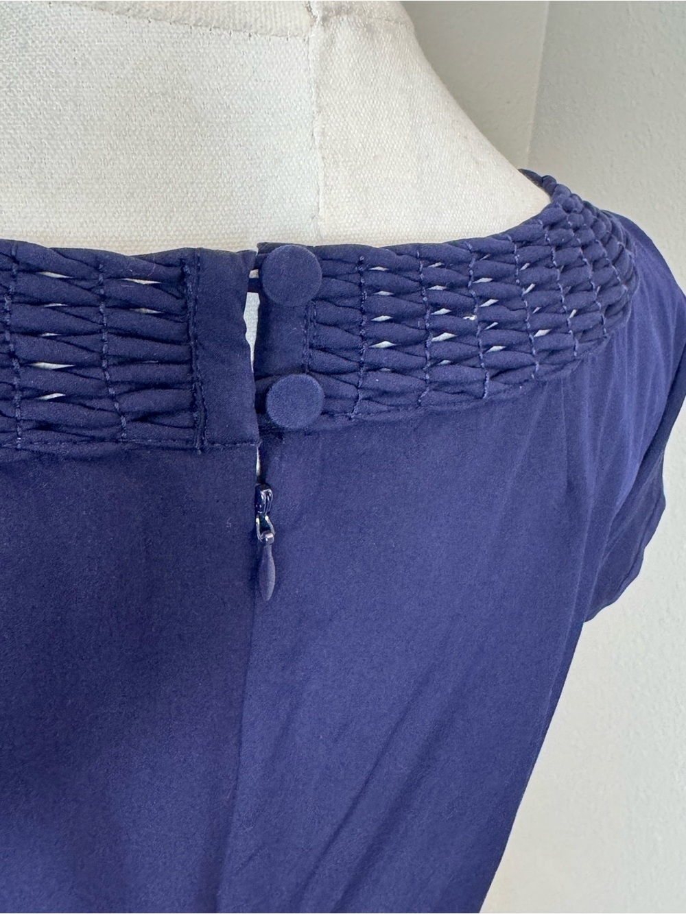 J.Crew Navy Cotton Silk Shift Dress Size 10 Woven Neck Pockets Lined 22888 - Picture 10 of 15